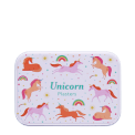 Unicorn and rainbow-themed plasters storage tin