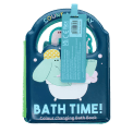 Colour changing bath book' featuring an elephant in a bathtub wearing a yellow polka-dotted shower cap with tag