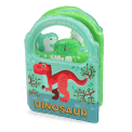Colour changing bath book featuring colourful illustrations of dinosaur print