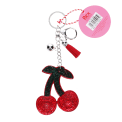 Glittery red cherry keyring with tag