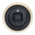 Back view of cream wall clock with battery compartment and hanging hole