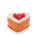 Heart-shaped cake candle with orange sides and red berry decorations on top
