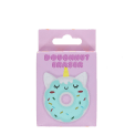 Doughnut-shaped unicorn eraser inside original retail packaging