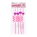 Four disco ball party straws in a packaging