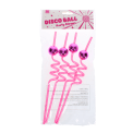 Four disco ball party straws in a packaging