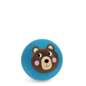 Blue bouncy ball with a bear face design