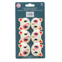 Back of six cat-shaped bag clips packaging showing descriptions and barcode