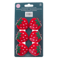 Pack of six strawberry-shaped bag clips in red with green leaves