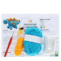 Crochet kit with yarn, crochet hook, stuffing, stitch markers, and instructions 