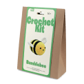 Crochet kit front packaging with bee printed design
