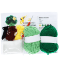 Crochet kit with yarn, crochet hook, stuffing, stitch markers, and instructions 