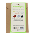 Crochet kit back packaging with safety warnings descriptions