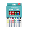 Pack of six jumbo wooden crayons in assorted colors with sharpener