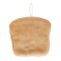 Back of a brown kitchen cloth shaped like a slice of bread with hanging loop