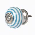 Blue Stripe Ceramic Drawer Knob