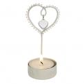 Cream Jewelled Heart Tealight Holder