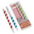 Set Of 4 Stripy Paper Straw Pens