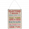 Playtime Rules Hanging Metal Sign