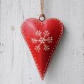 Red Rustic Snowflake Heart