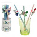 Set Of 12 Rambling Rose Windmill Paper Straws