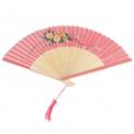 Pink Chinese Bamboo Folding Fan