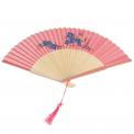 Pink Chinese Bamboo Folding Fan