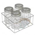 Set Of 4 Drinking Jars With Carrier