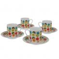 Set Of 4 Mid Century Poppy Espresso Cups And Saucers