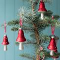 Set Of Six Glass Toadstool Decorations