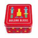 Wooden Building Blocks In A Tin