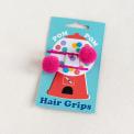 Pink Pom Pom Hair Grips