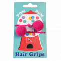 Pink Pom Pom Hair Grips