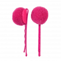 Pink Pom Pom Hair Grips