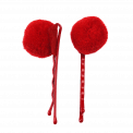 Red Pom Pom Hair Grips
