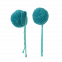 Turquoise Pom Pom Hair Grips