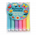 Butterfly Garden Highlighters & Stamp Pens (set Of 6)