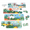 Four puzzles with spring, summer, autumn and winter scenes