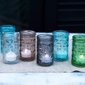 Set Of 6 Coloured Glass Tealight Holders