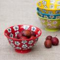 Red Hand Painted Daisy Bowl