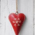 Red Rustic Snowflake Heart