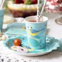 Set Of 8 Blue Tit Design Tea Party Cups