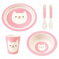 Cookie The Cat Bamboo Tableware (set Of 5)