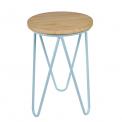 Blue Fifties Style Wooden Stool