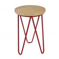 Red Fifties Style Wooden Stool