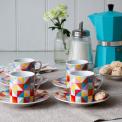 Set Of 4 Multicolour Geometric Espresso Cups And Saucers