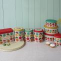 Mid Century Poppy Set Of 3 Tea Coffee Sugar Tins