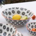 Japanese Salad Bowl Black Flowers