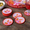 Four round coaster with Italian Aperitivo Spritz design in a storage tin - gift of the year - final list 