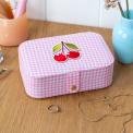 Pink gingham travel jewellery box .