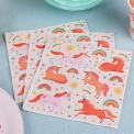 Pink unicorn-themed paper napkins.